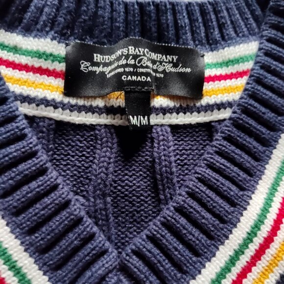 NWOT Hudson Bay Stripes His & Hers V-neck Sweaters Photoshoot Christmas Engageme - Picture 13 of 13